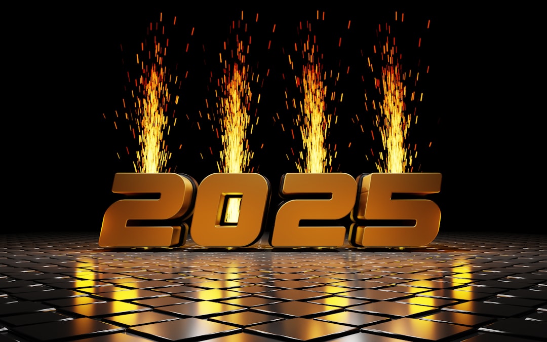 The number 2055 with fire coming out of it
