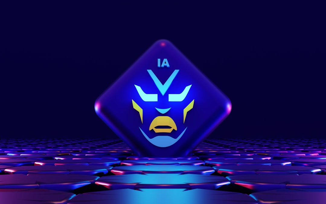 a stylized image of a blue and yellow face