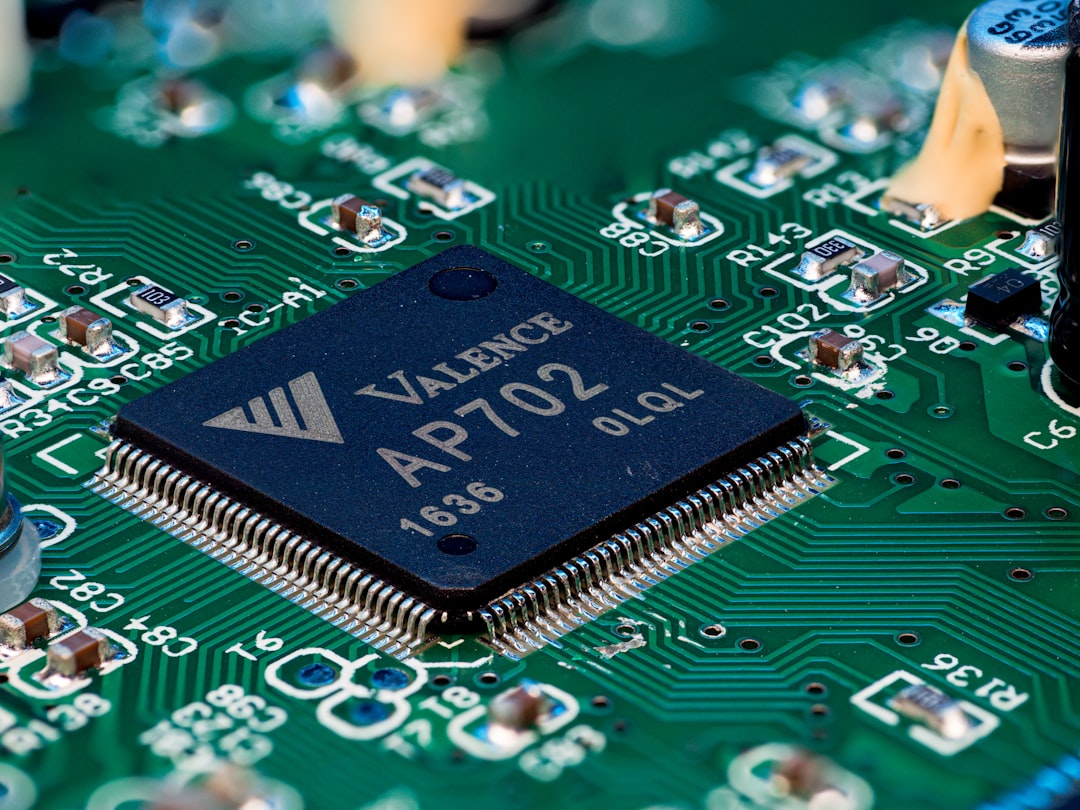 Close-up of a circuit board with a processor.