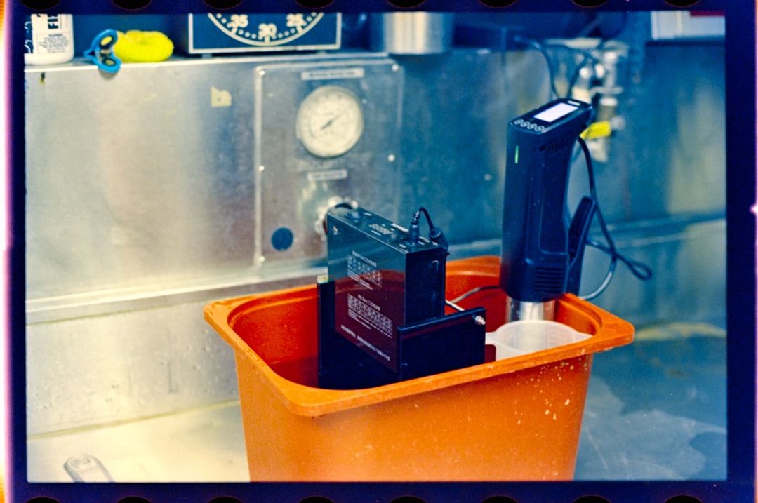 Sous vide machine in orange container
