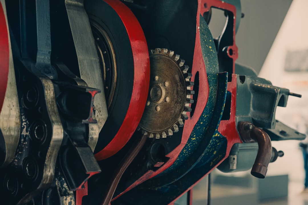 Close-up of a complex machine's internal parts.