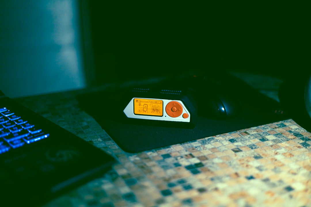 Small digital music player on a desk